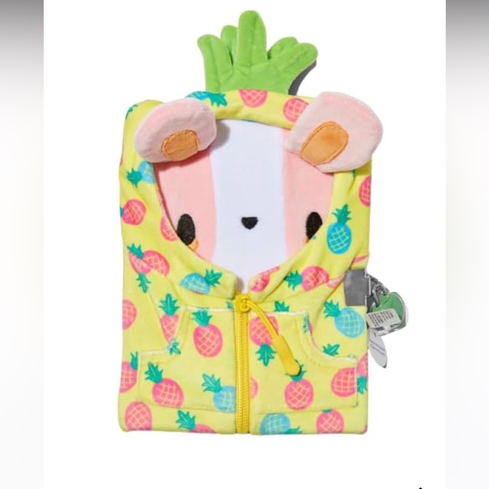 Claire's Fuzzy Bunny 🐰 Diary with Pineapple Zipper Hoodie - Lock and Key
